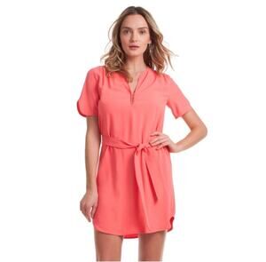 Trina Turk Water Lilly Shirt Belted Casual Dress Coral Women’s Size 6 NWT